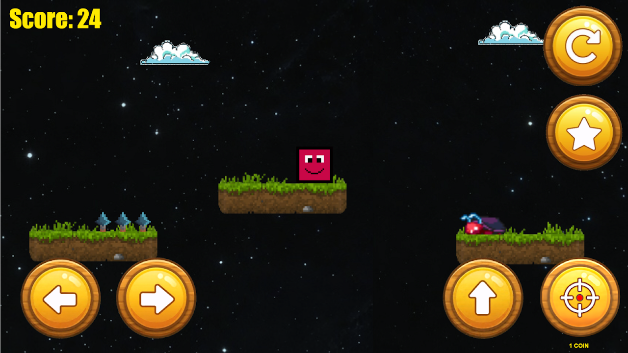 Jumpy The Game gameplay: the jumper on floating platforms in space